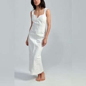Mara Hoffman Indya Denim Midi Denim Dress White Size 6 MSRP $525